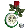 Water Powered Clock w/ LCD Display - Rose Bud Vase Motif